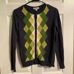 Merona wool-blend blue and green argyle cardigan
